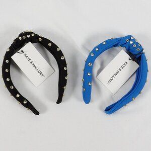 Kate & Mallory Set OF 2 Headbands with Clear Stone Accents Blue & Black NWT